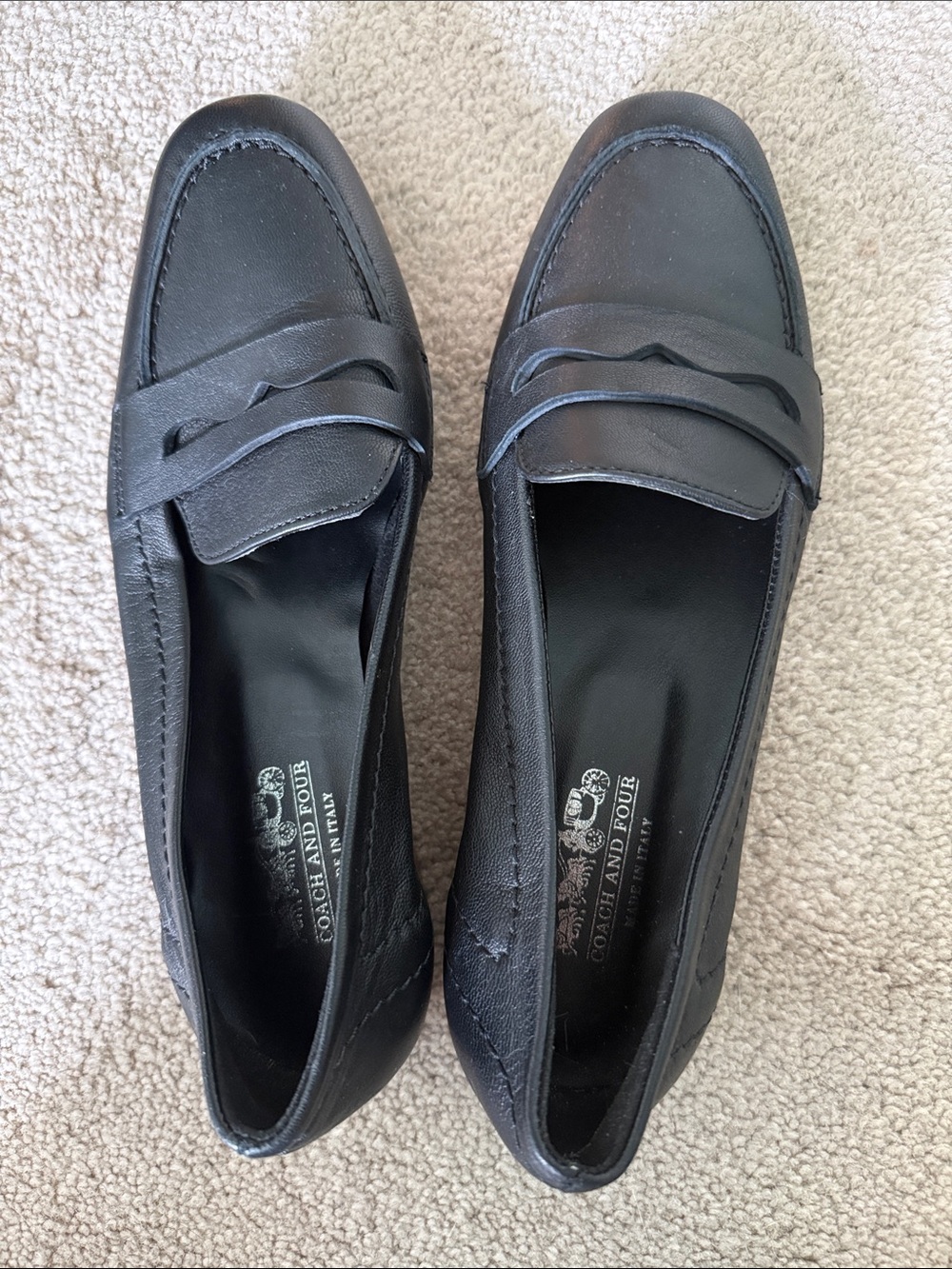 Coach and Four Black Leather Penny Loafers